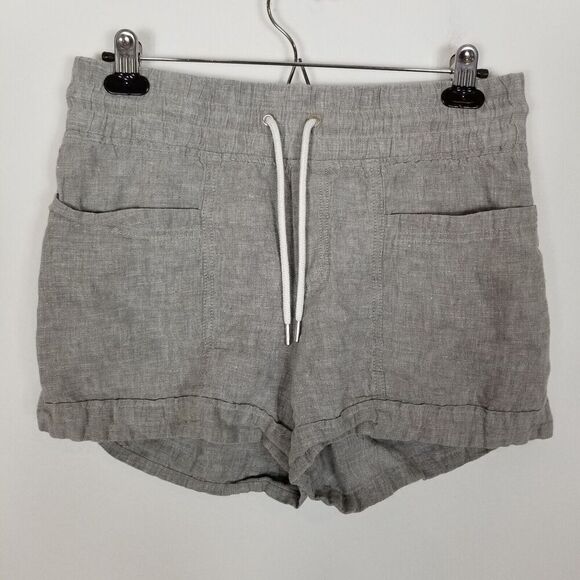 Athleta Pants - Athleta women Cabo Linen 4" Shorts Size 4 Gray Drawstring Waist Beach Vacation